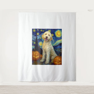 Goldendoodle Cute Dog Halloween Jack O Lantern Pum Tapestry