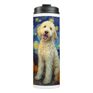 Goldendoodle Cute Dog Halloween Jack O Lantern Pum Thermal Tumbler
