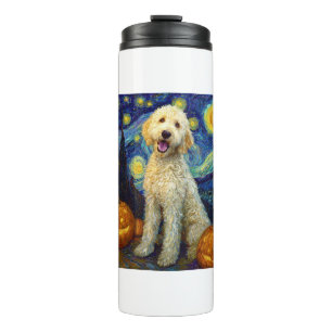 Goldendoodle Cute Dog Halloween Jack O Lantern Pum Thermal Tumbler