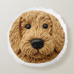 Goldendoodle Dog 3D Inspired Round Cushion