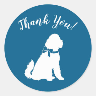 Goldendoodle Dog Baby Shower Boy Blue Classic Round Sticker