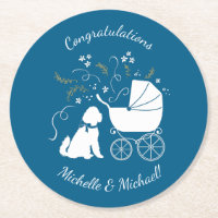 Goldendoodle Dog Baby Shower Boy Blue