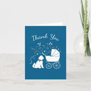 Goldendoodle Dog Baby Shower Boy Blue Thank You Card