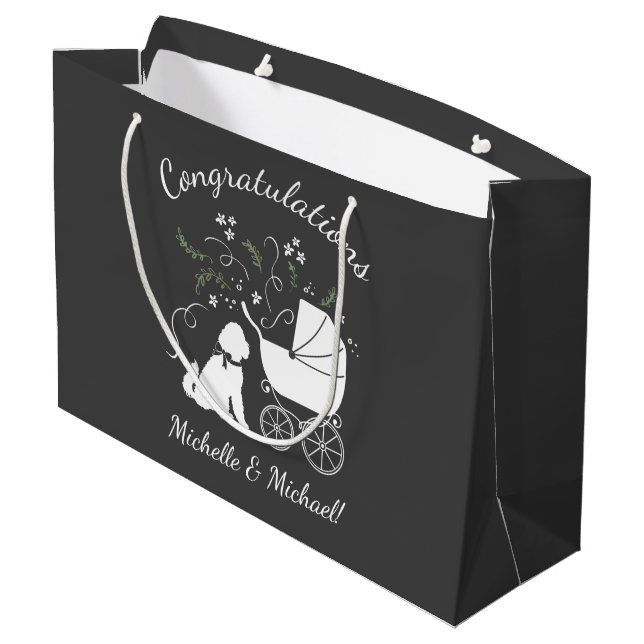 Goldendoodle Dog Baby Shower Genderless Large Gift Bag (Back Angled)