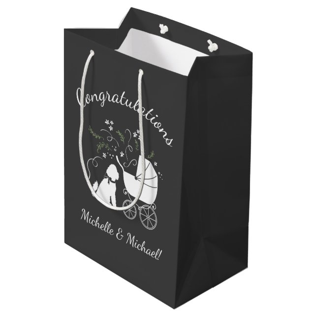 Goldendoodle Dog Baby Shower Genderless Medium Gift Bag (Back Angled)