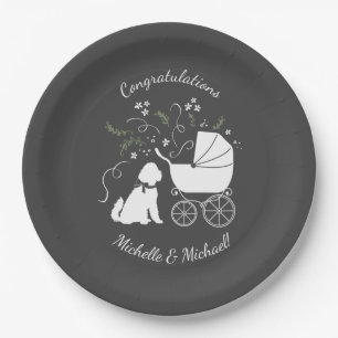 Goldendoodle Dog Baby Shower Genderless Paper Plate