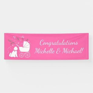 Goldendoodle Dog Baby Shower Pink Girl Banner