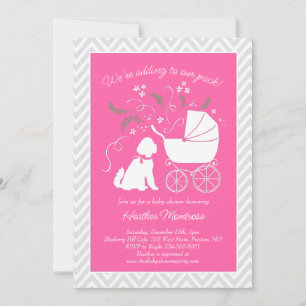 Goldendoodle Dog Baby Shower Pink Girl Invitation