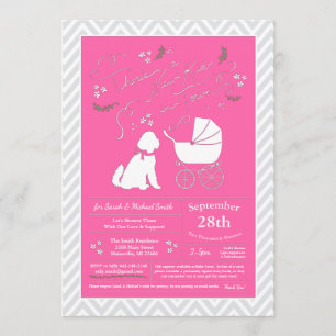Goldendoodle Dog Baby Shower Pink Girl Invitation