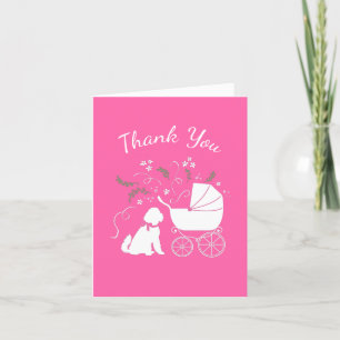 Goldendoodle Dog Baby Shower Pink Girl Thank You Card