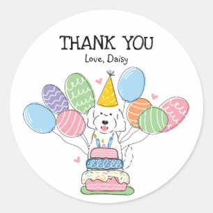 Goldendoodle Dog Birthday Party Favour Tags Sticke