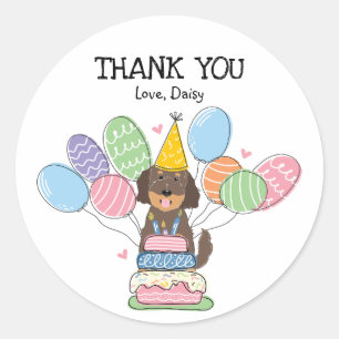 Goldendoodle Dog Birthday Party Favour Tags Sticke