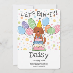 Goldendoodle Dog Birthday Party Invitation