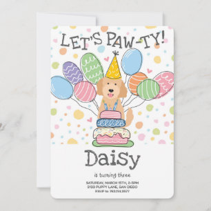 Goldendoodle Dog Birthday Party Invitation
