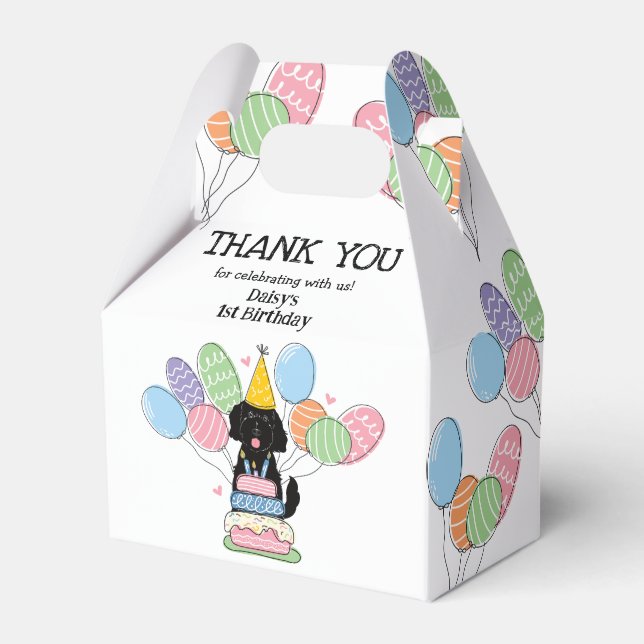 Goldendoodle Dog Birthday Thank You Favour Box (Front Side)
