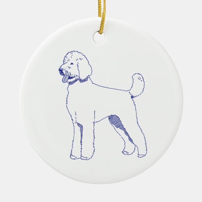 Goldendoodle dog breed ceramic tree decoration (Front)