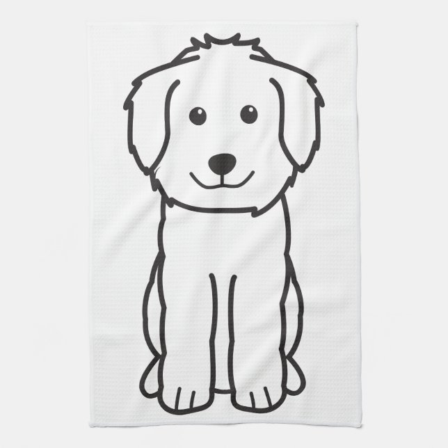 Goldendoodle Dog Cartoon Tea Towel (Vertical)
