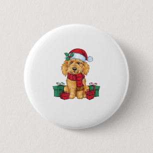 Goldendoodle Dog Christmas Celebration Santa Dog X 6 Cm Round Badge