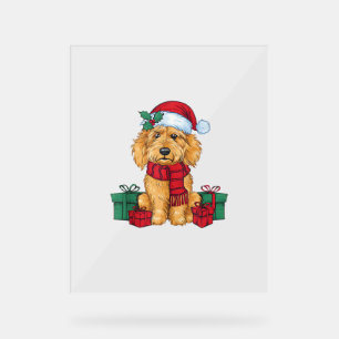 Goldendoodle Dog Christmas Celebration Santa Dog X Acrylic Sign