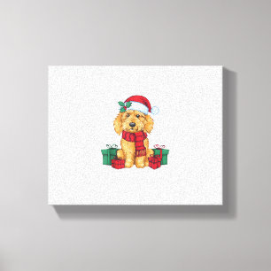 Goldendoodle Dog Christmas Celebration Santa Dog X Canvas Print