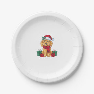 Goldendoodle Dog Christmas Celebration Santa Dog X Paper Plate