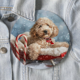 Goldendoodle Dog Christmas Festive 6 Cm Round Badge