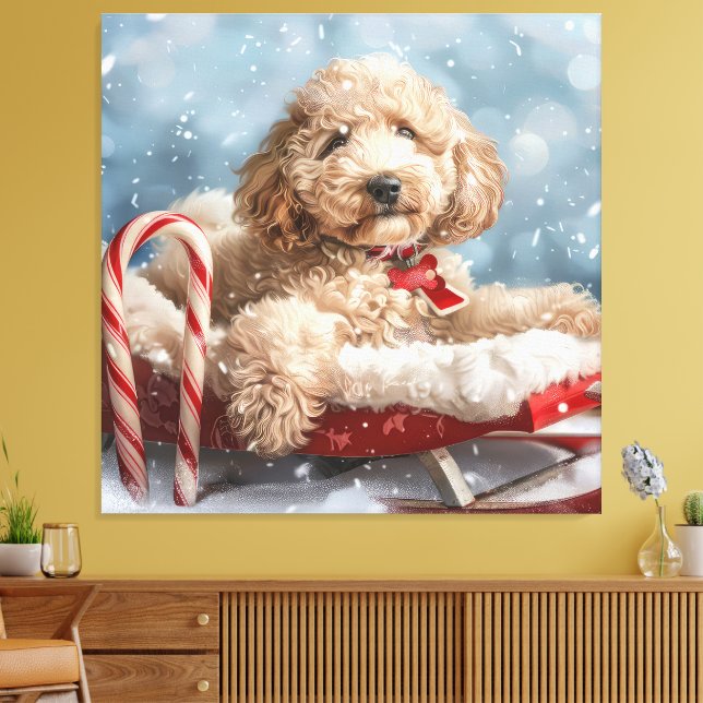 Goldendoodle Dog Christmas Festive  Canvas Print (Insitu(LivingRoom))