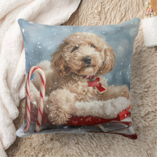 Goldendoodle Dog Christmas Festive Cushion