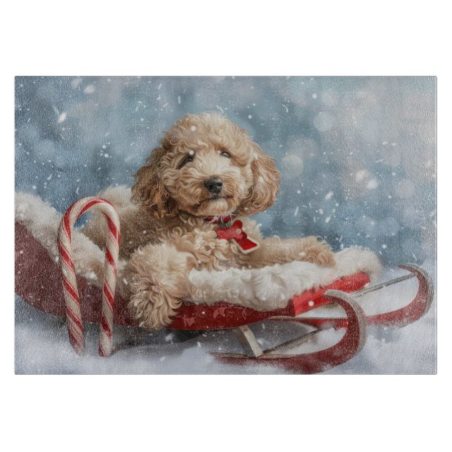 Goldendoodle Dog Christmas Festive  Cutting Board (Front)