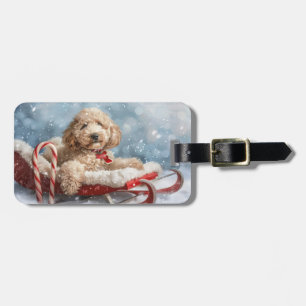 Goldendoodle Dog Christmas Festive Luggage Tag