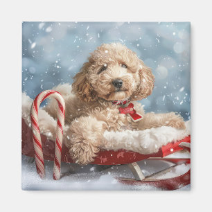 Goldendoodle Dog Christmas Festive Magnet