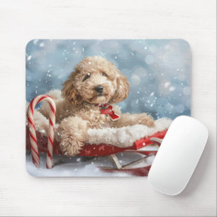 Goldendoodle Dog Christmas Festive Mouse Mat