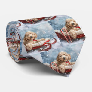 Goldendoodle Dog Christmas Festive  Tie