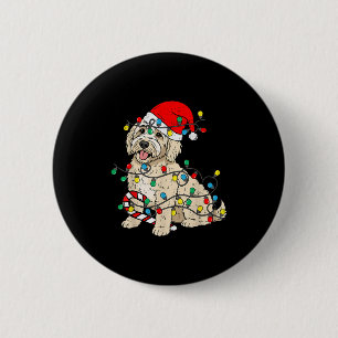 Goldendoodle Dog Christmas Lights Santa Xmas Pet D 6 Cm Round Badge