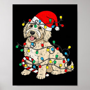 Goldendoodle Dog Christmas Lights Santa Xmas Pet D Poster