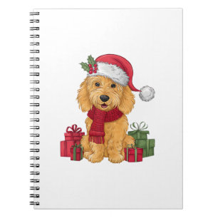 Goldendoodle Dog Christmas Outfits Santa Hat Dog X Notebook