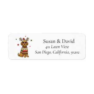Goldendoodle Dog Christmas Reindeer Antlers Puppy