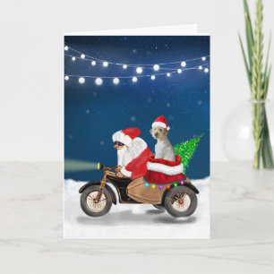 Goldendoodle dog Christmas Santa Claus Card