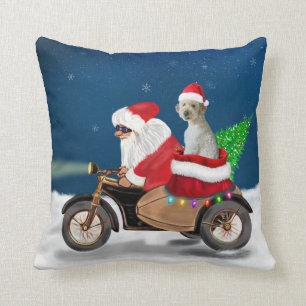Goldendoodle dog Christmas Santa Claus Cushion