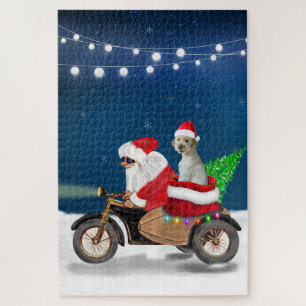 Goldendoodle dog Christmas Santa Claus Jigsaw Puzzle