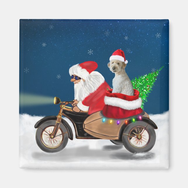 Goldendoodle dog Christmas Santa Claus  Magnet (Front)