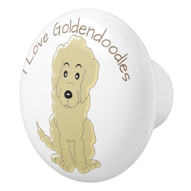 Goldendoodle Dog Design Ceramic Knob (Right)