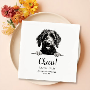 Goldendoodle Dog Drawing Personalised Cheers Napkin