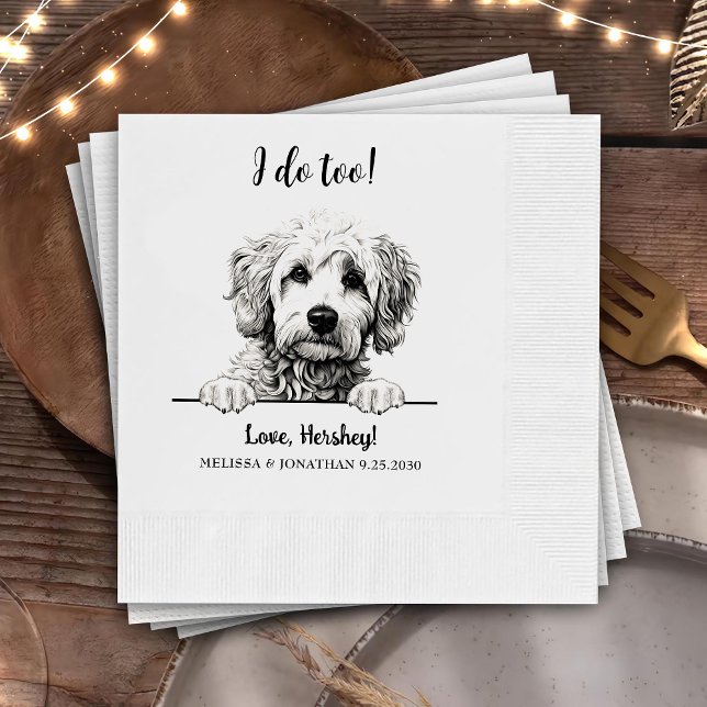 Goldendoodle Dog Drawing Personalised I Do Too  Napkin (Creator Uploaded)