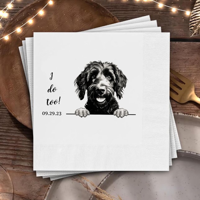 Goldendoodle Dog Drawing Personalised I Do Too Napkin (Creator Uploaded)