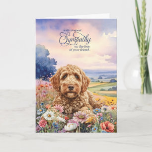 Goldendoodle Dog Field of Wildflowers Pet Sympathy Card