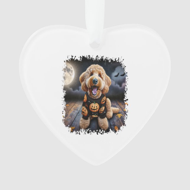Goldendoodle Dog Halloween Ornament (Front)
