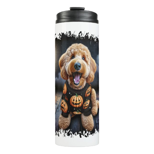 Goldendoodle Dog Halloween Thermal Tumbler (Front)