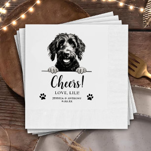 Goldendoodle Dog Hand Drawing Personalised Cheers Napkin