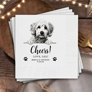 Goldendoodle Dog Hand Drawing Personalised Cheers Napkin